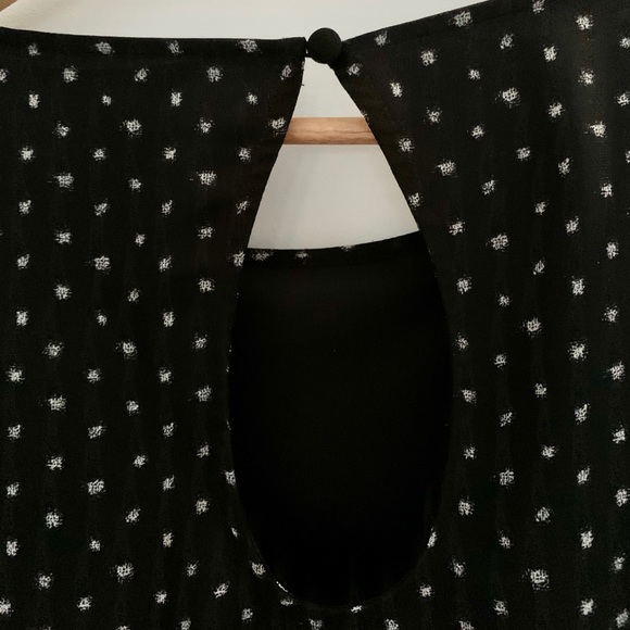 Express: Black Sheer Dress w/ White Speckle Design - Picture 4 of 14